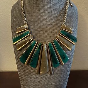 Teal and Gold Statement Necklace